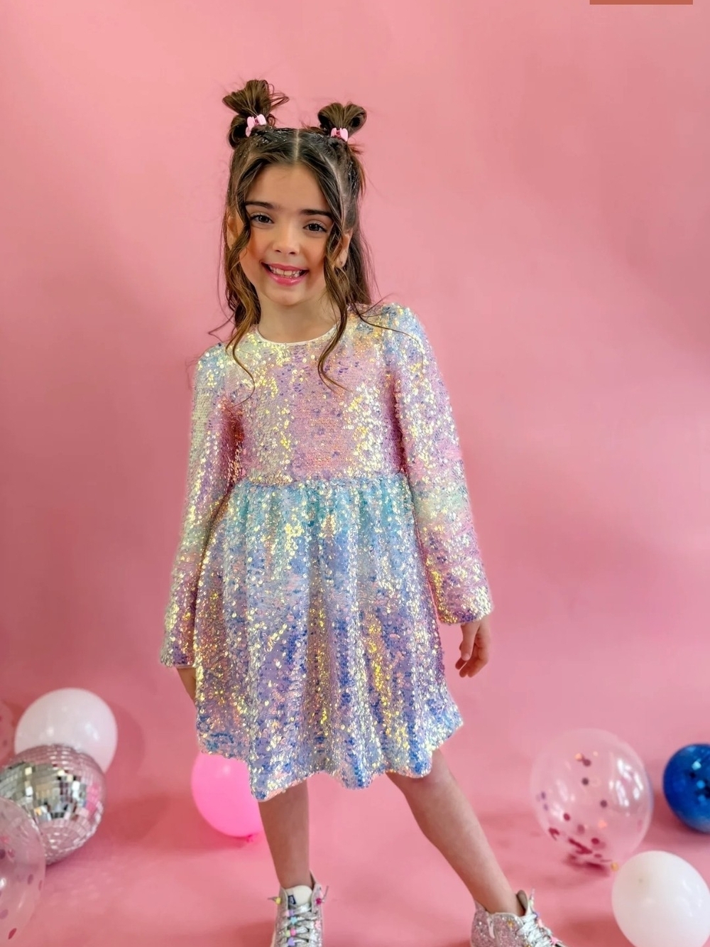 Ellie + Mila NWT Girls Sequin Dress - Kids Iridescent Sparkle Dress